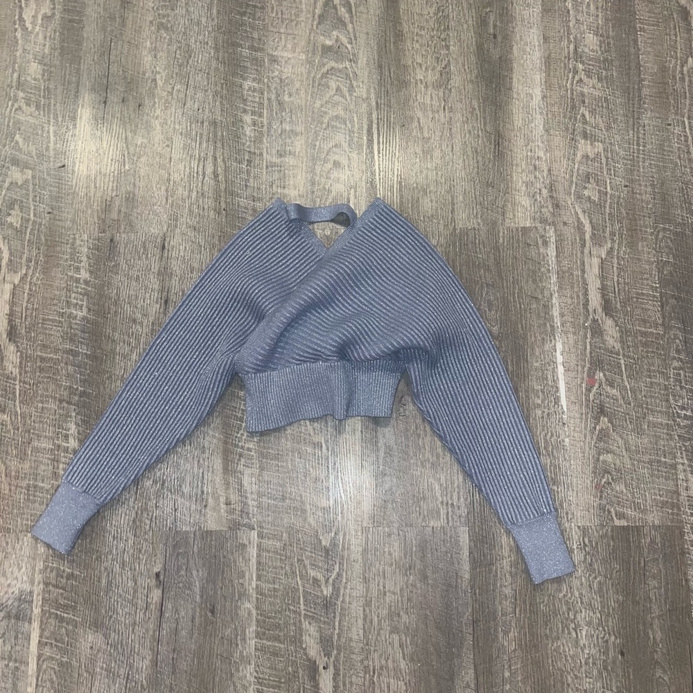 windsor cropped blue glitter sweater